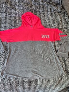 Miss Popular 🖤 Colorblock Hooded Top - Hot Pink & Gray (870)